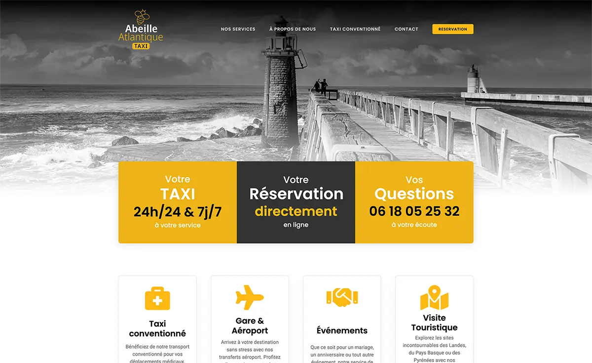 Aperçu du site multilingue Abeille Atlantique Taxi