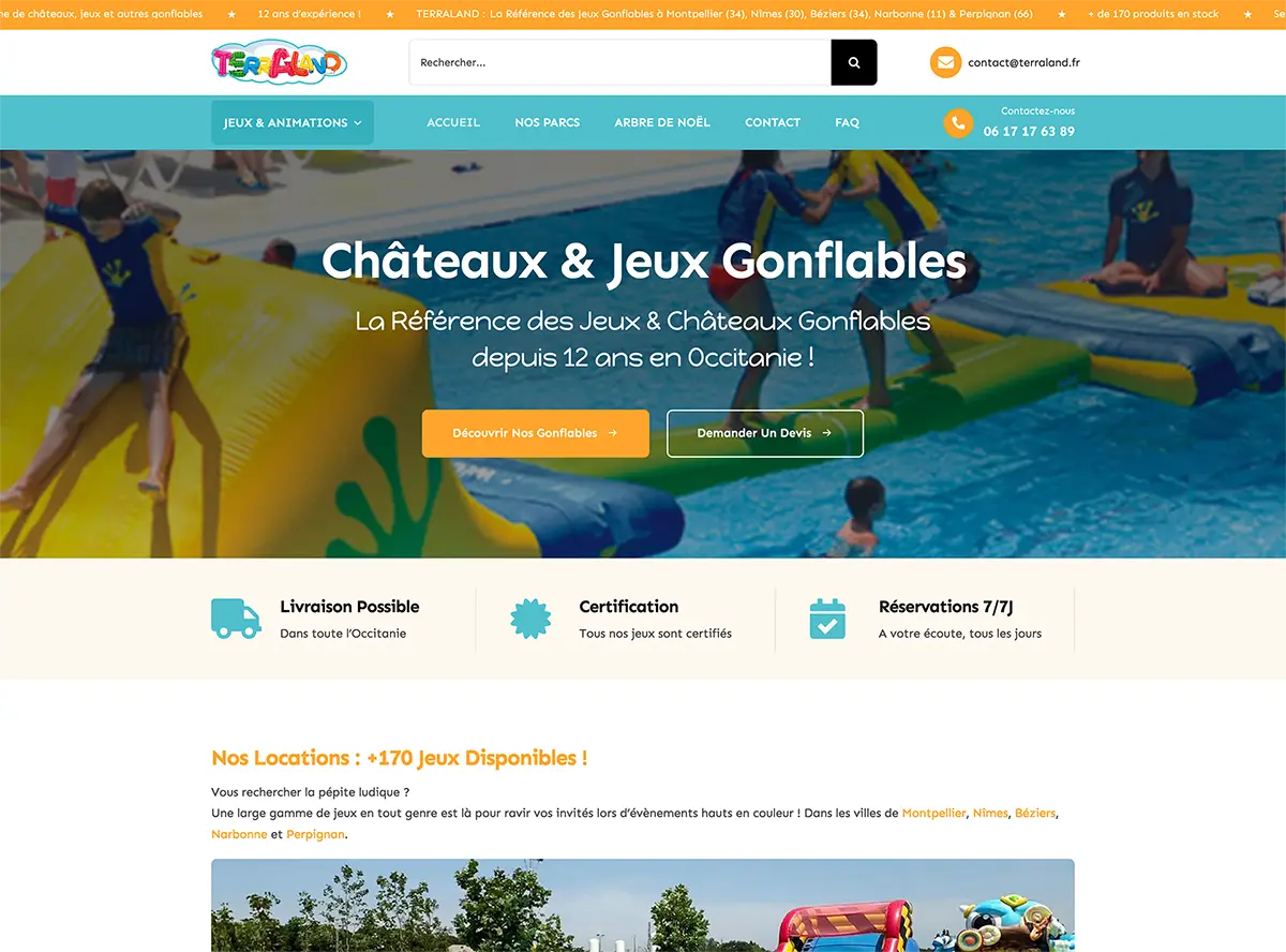 Aperçu du site Terraland catalogue WordPress